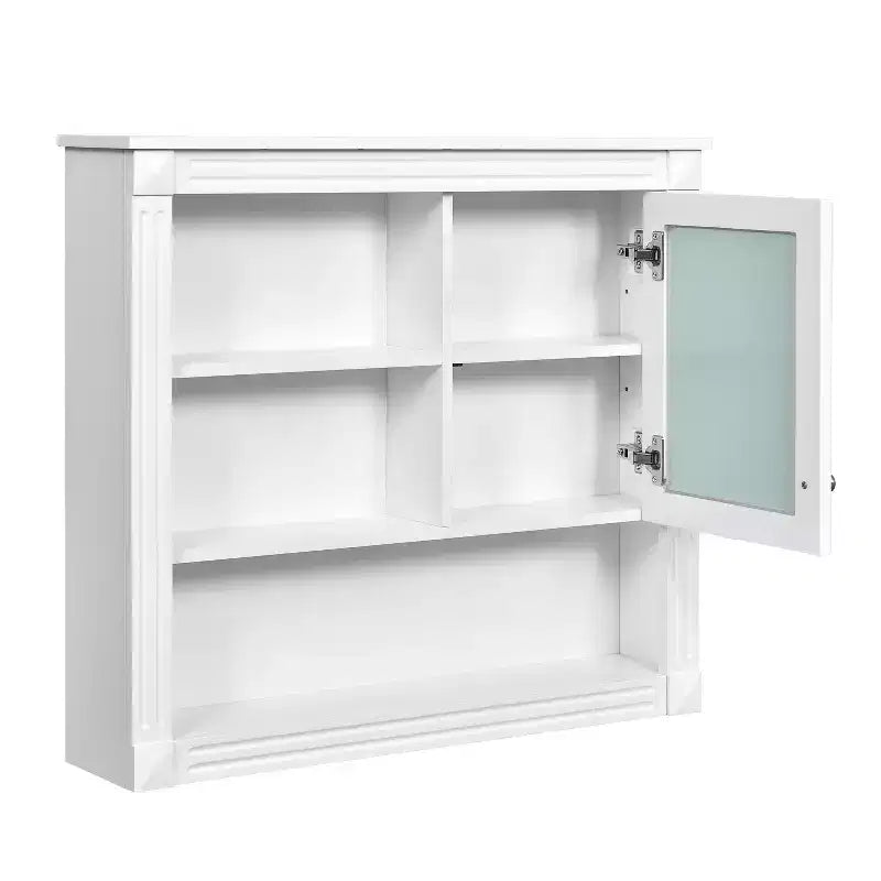 Mobiletto a muro da bagno con specchio da 32", 4 ripiani regolabili, MDF resistente all'umidità