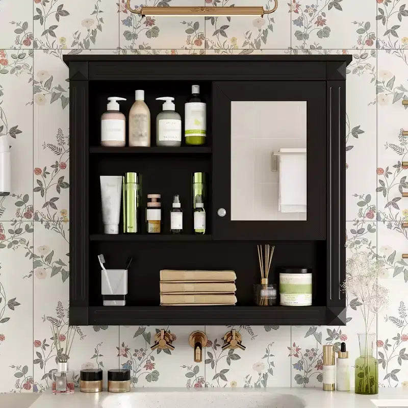 CASAINC 32'' Bathroom Wall Cabinet with Mirror, Adjustable Shelves & 4 Shelves for Storage