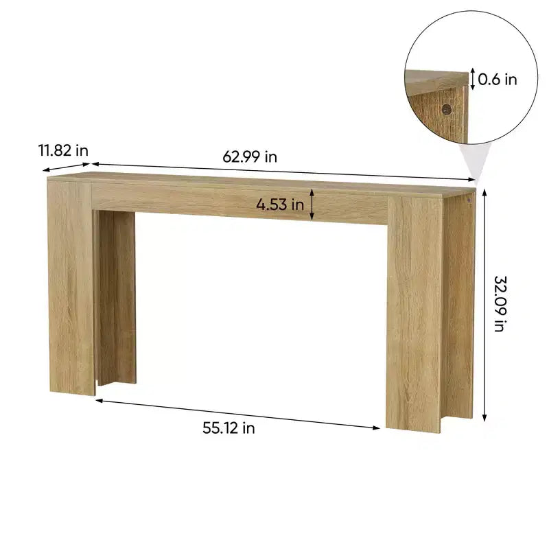 Consolle da Divano da 160 cm in Stile Rustico Extra Lunga, Tavolo Stretto per Ingresso, Capacità 90 kg