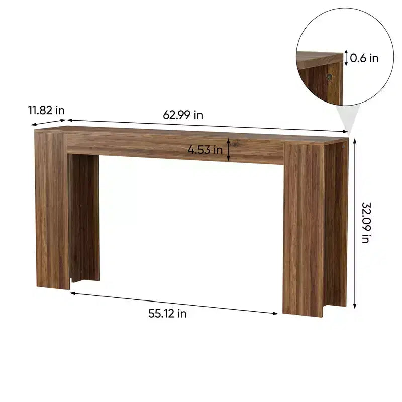 Consolle da Divano da 160 cm in Stile Rustico Extra Lunga, Tavolo Stretto per Ingresso, Capacità 90 kg