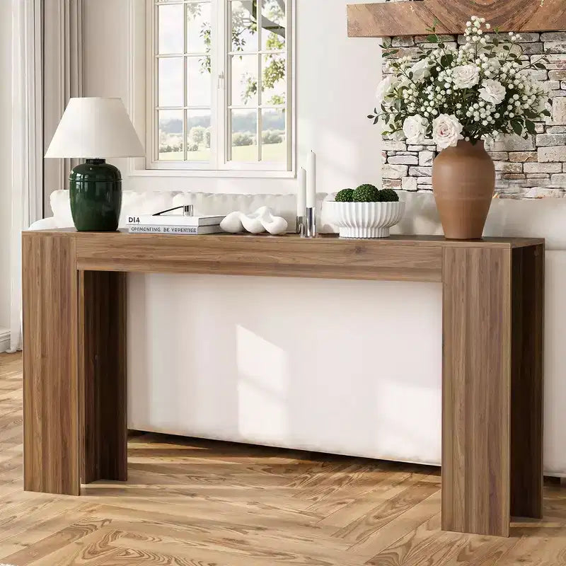 Consolle da Divano da 160 cm in Stile Rustico Extra Lunga, Tavolo Stretto per Ingresso, Capacità 90 kg