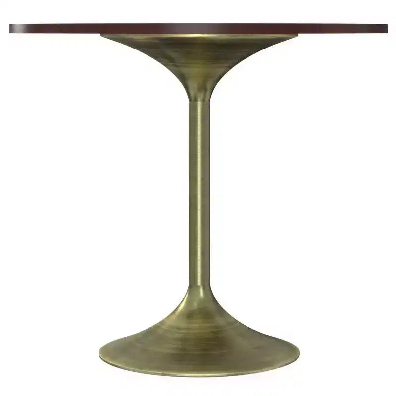 Tavolo da pranzo rotondo da 36", piano in legno massello di acacia con base a piedistallo in rame anticato, 2-3 posti