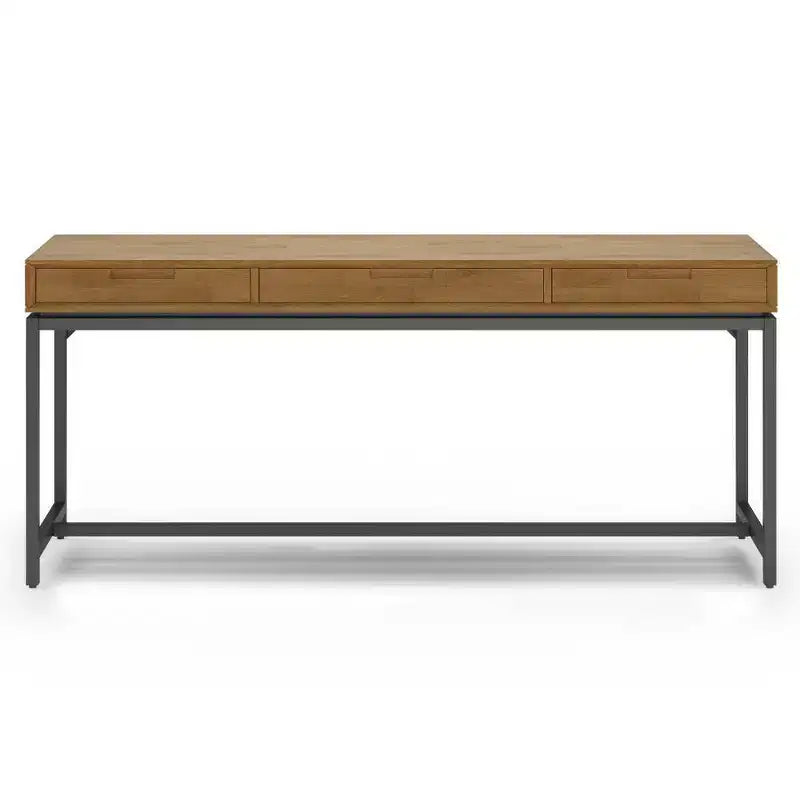 Scrivania direzionale Mid-Century da 183 cm, in legno massello di gomma con schedario e 3 cassetti