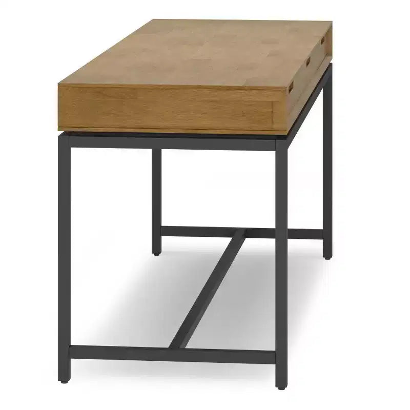 Scrivania direzionale Mid-Century da 183 cm, in legno massello di gomma con schedario e 3 cassetti