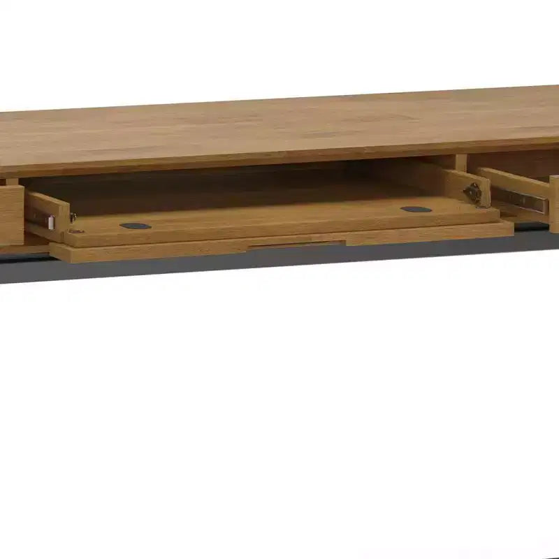 Scrivania direzionale Mid-Century da 183 cm, in legno massello di gomma con schedario e 3 cassetti
