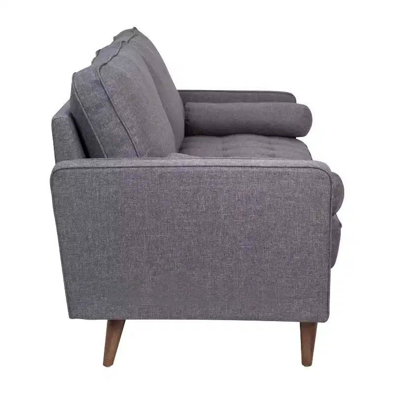 Divano a 3 posti in stile Mid-Century Modern, supporto con molle insacchettate, cuscini dello schienale rimovibili e gambe in legno