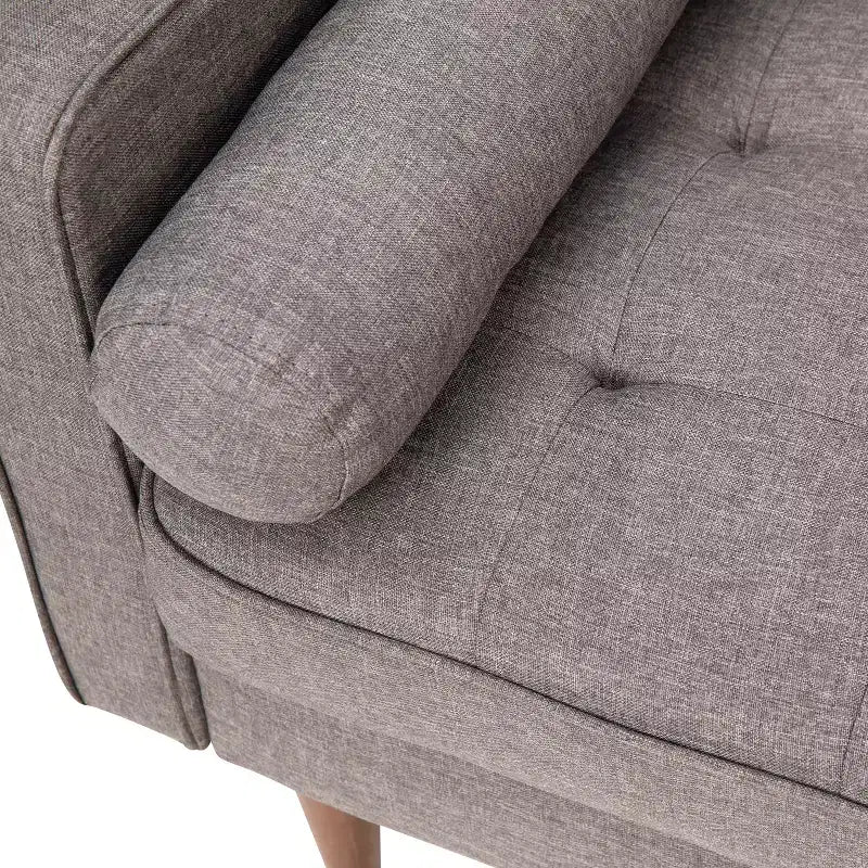 Divano a 3 posti in stile Mid-Century Modern, supporto con molle insacchettate, cuscini dello schienale rimovibili e gambe in legno