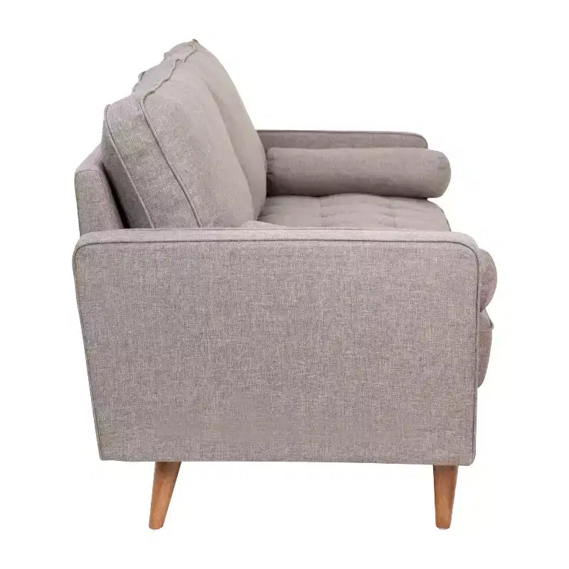 Divano a 3 posti in stile Mid-Century Modern, supporto con molle insacchettate, cuscini dello schienale rimovibili e gambe in legno