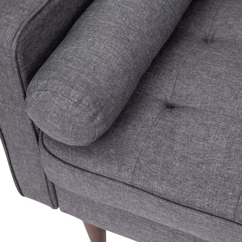 Divano a 3 posti in stile Mid-Century Modern, supporto con molle insacchettate, cuscini dello schienale rimovibili e gambe in legno