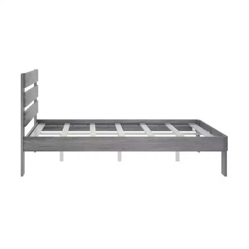 Letto matrimoniale in stile rustico con testiera a doghe, letto a piattaforma in legno di pino massiccio, capacità 340 kg