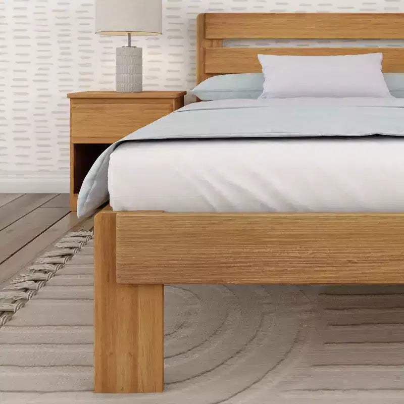 Letto matrimoniale in stile rustico con testiera a doghe, letto a piattaforma in legno di pino massiccio, capacità 340 kg