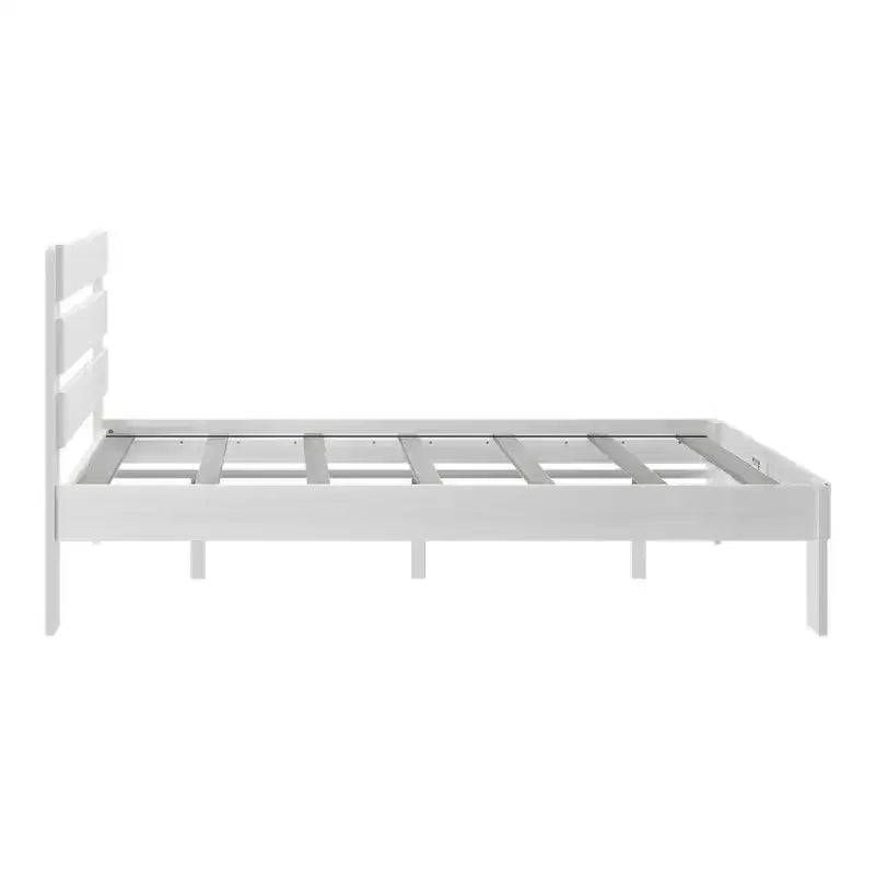 Letto matrimoniale in stile rustico con testiera a doghe, letto a piattaforma in legno di pino massiccio, capacità 340 kg